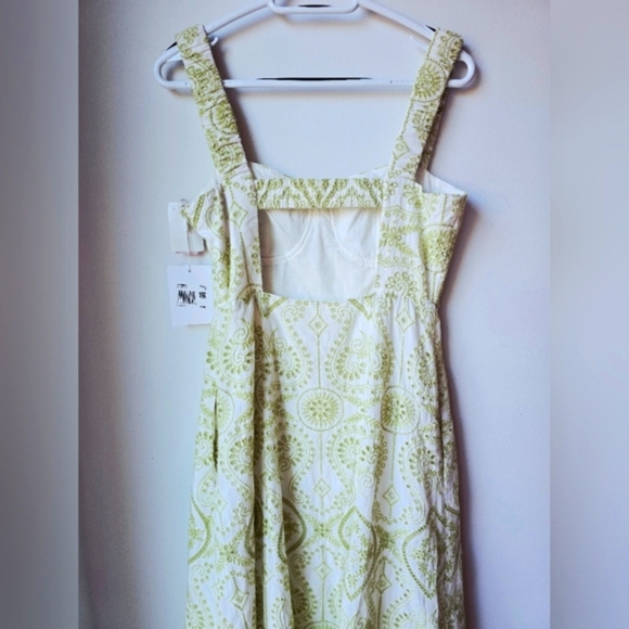 Endless Rose Green Pistachio Eyelet Embroidered White Cotton Maxi Dress Size M - Picture 13 of 16